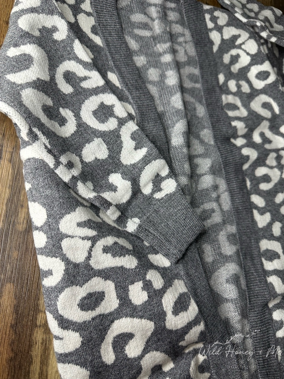 Grey Animal Print Cardigan