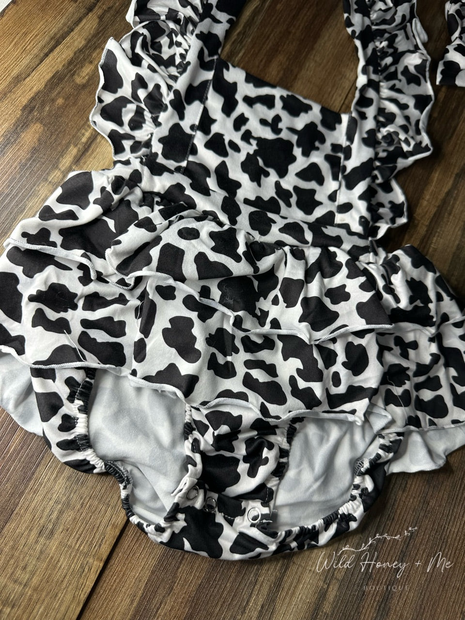 Cow Print Romper + Headband Set