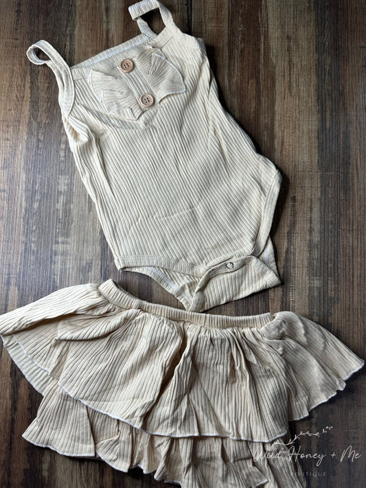 Ivory Onesie + Bloomer Skirt Set