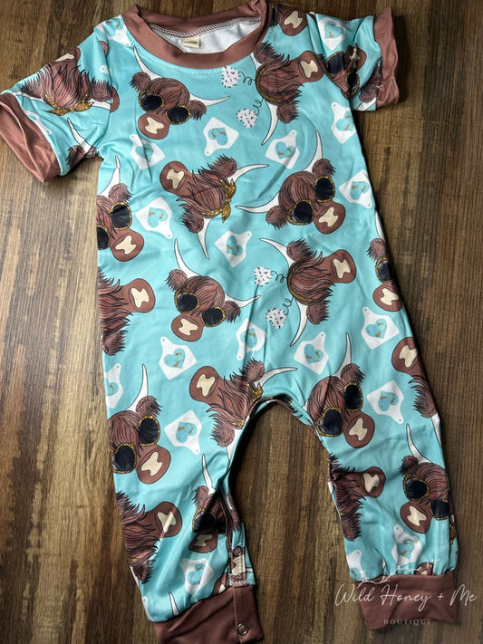 Wild At Heart Scottish Cow Baby Romper