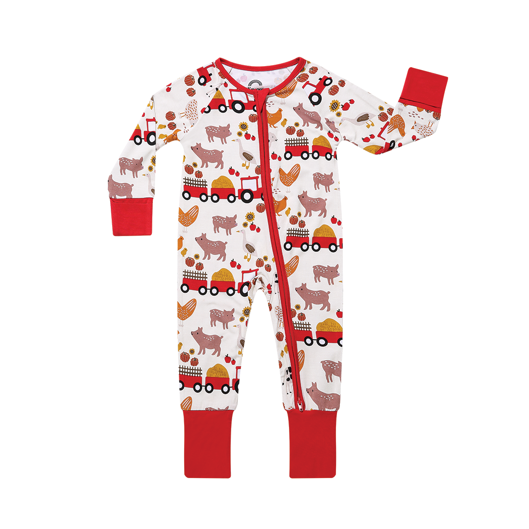 Farm Friends Bamboo Convertible Footie Pajamas