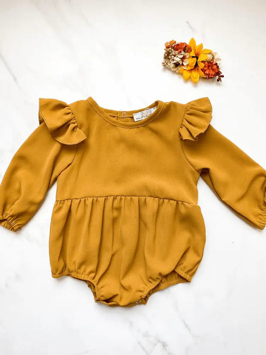 Ruffle Dusty Mustard Romper